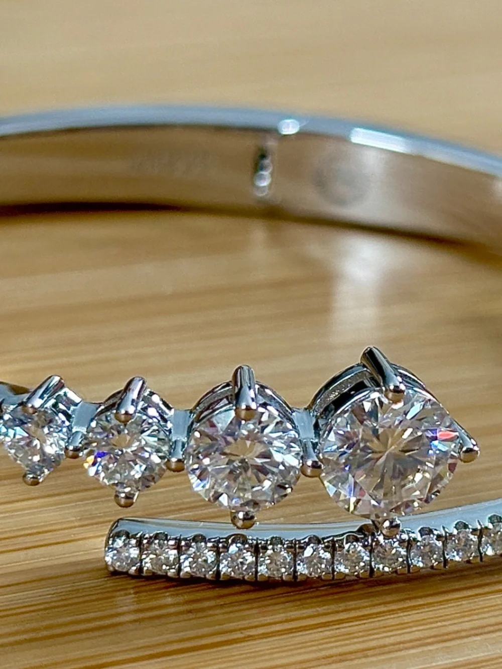 5.79ctw Moissanite bypass bracelet in 935 Argentium silver! My EXCLUSIVE design!
